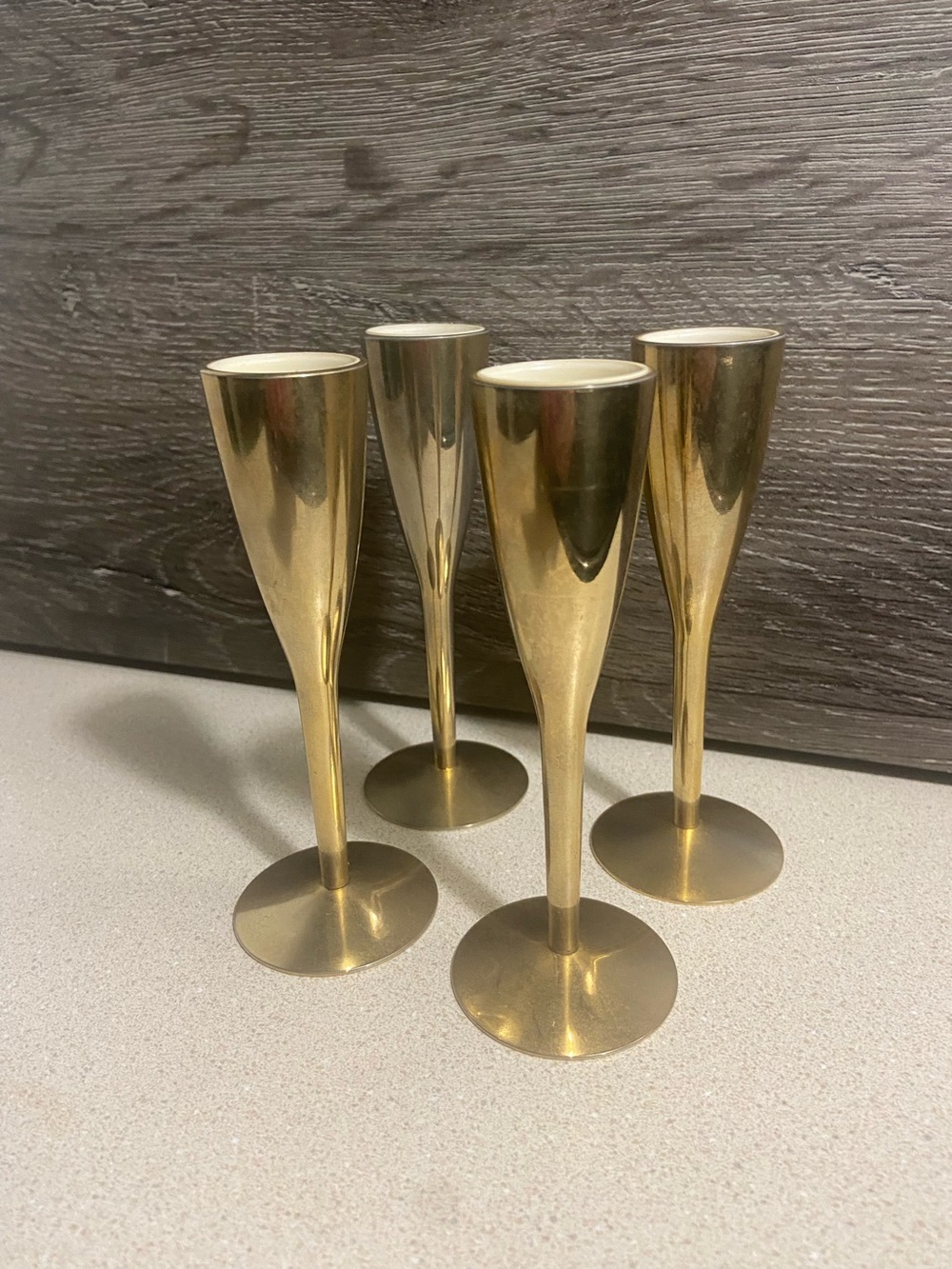Vintage Arthur Salm AS Solingen German Taper Candle Holders 4 Gold MCM
